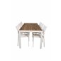 Bois Dining Table 205*90cm - Valkoinen alu / Acacia SanTorini Arm Chair (Valkoinen alu/valkoinen tekstiili)