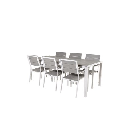 Break Tabell 205 * 90 - Vit / Grålevels stol (stapelbar) - vit Aluminium / grå aintwood_6