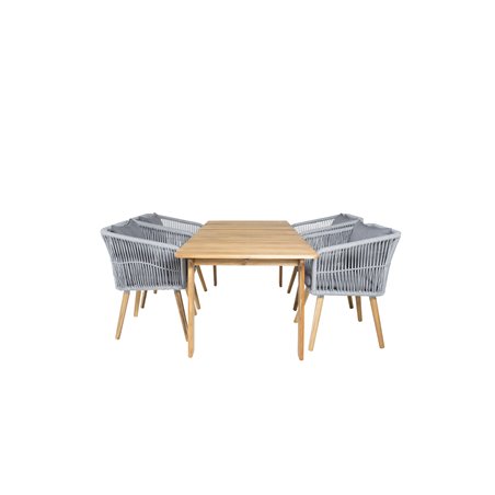 Marion Dining Table - 180*90*H74 - Acacia, Chania Armchair - Grey/Acacia_6