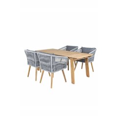 Marion Dining Table - 180*90*H74 - Acacia, Chania Armchair - Grey/Acacia_6