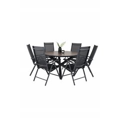 Llama Round Dining Table 120 - Black Alu / Brown HPL, Break 5:pos Chair - Black/Black_6