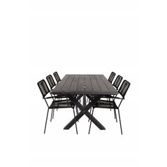 Rives Dining Table 200*100cm - Black Acacia, Lindos Armchair - Black Alu / Black Rope_6