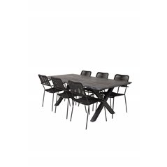 Rives Dining Table 200*100cm - Black Acacia, Lindos Armchair - Black Alu / Black Rope_6