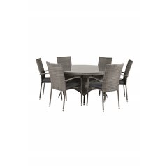 Volta Table ø 150 - Grey/Glass, Anna Chair Grey_6