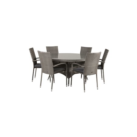 Volta Table ø 150 - Grey/Glass, Anna Chair - Grey_6