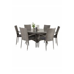 Volta Table ø 150 - Grey/Glass, Anna Chair Grey_6