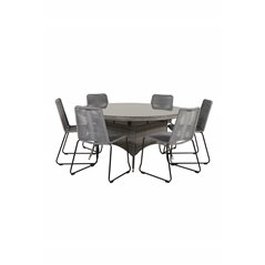 Volta Table ø 150 - Grey/Glass, Lindos Chair - Black/Grey_6