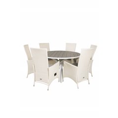 Parma Table ø 140 - White/Grey, Padova Chair (Recliner) - White/Grey_6