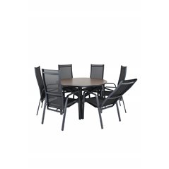 Llama Round Dining Table 120 - Black Alu / Brown HPL, Copacabana Recliner Chair - Black/Black_6