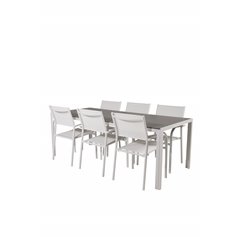 Break Table 205*90 - White/GreySantorini Arm Chair (Stackable) - White Alu / White Textilene_6