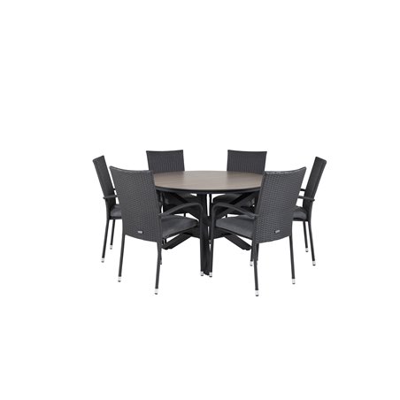 Llama Round Dining Table 120 - Black Alu / Brown HPL Black_6