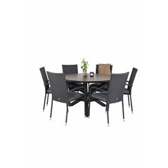 Llama Round Dining Table 120 - Black Alu / Brown HPL, Anna Chair - Black_6