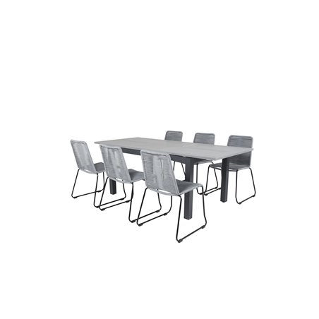Albany Bord - 160/240 - Sort / Grå, Lindos Stol - Sort / Grå_6