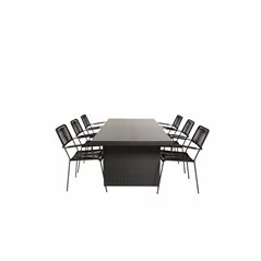 Padova Table 200*100 - Black/Glass, Lindos Armchair - Black Alu / Black Rope_6