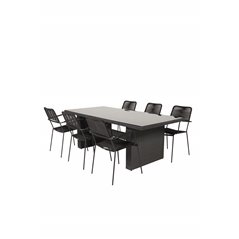 Padova Table 200*100 - Black/Glass, Lindos Armchair - Black Alu / Black Rope_6