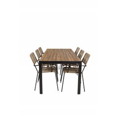 Bois Dining Table 205*90cm - Black Legs / Acacia, Lindos - Armchair - Black Alu / Latte Rope_6