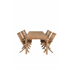 Kenya Dining Table 220*100*H76 – Teak, Kenya Folding Chair – With Armrest