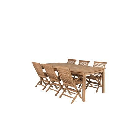 Kenya Dining Table 220*100*H76 – Teak, Kenya Folding Chair – With Armrest