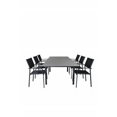 Levels Table 160/240 - Black/Grey, Santorini Arm Chair (Stackable) - Black alu / Black Textilene_6