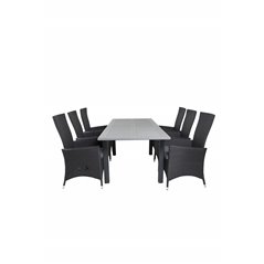 Albany Table - 152/210 - Black/Grey+Padova Chair (Recliner) - Black/Grey_6