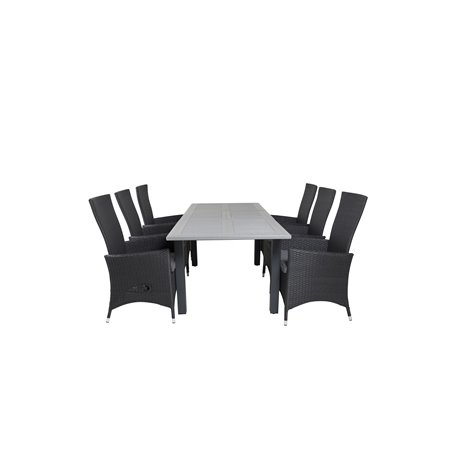 Albany Table - 152/210 - Black/Grey+Padova Chair (Recliner) - Black/Grey_6