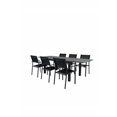 Albany Table - 152/210 - Black/Grey+Santorini Arm Chair (Stackable) - Black alu / Black Textilene_6