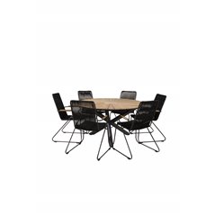 Mexico Table ø 140 - Black/Teak, Bois Armchair - Black Alu / Black Rope / Acacia_6