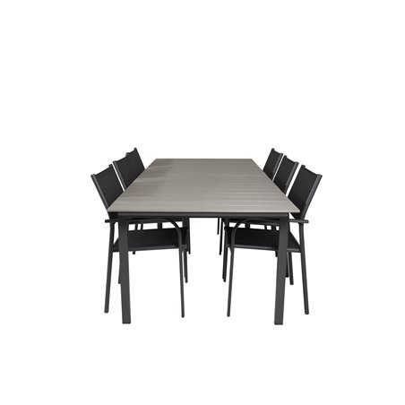 Level table 229/310 - Sort / Grå, San torini Arm Chair (stabelbar) - Sort alu / Sort Textilene_6