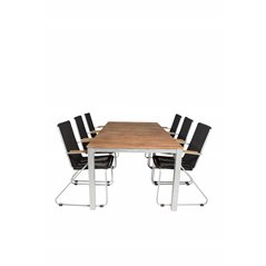 Zenia Dining Table 200*100 - Acacia / Zink, Bois Armchair - Zink / Black Rope / Acacia