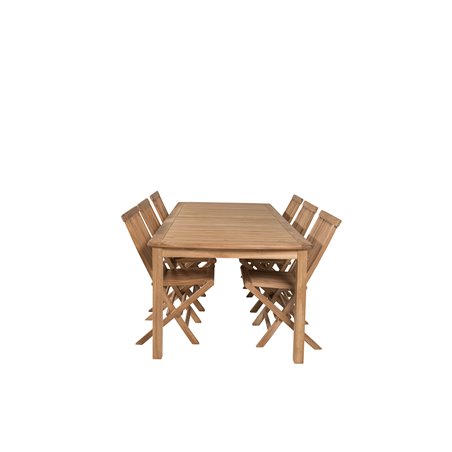 Kenya Dining Table 220*100*H76 - Teak, Kenya Folding Chair w/o Armrest - Teak_6