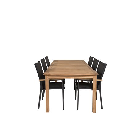 Kenya Dining Table 220*100*H76 - Teak, Texas Chair - Black/Teak_6