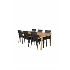 Kenya Dining Table 220*100*H76 - Teak, Texas Chair - Black/Teak_6