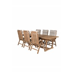 Kenya Dining Table 195/295*110*H75 - Teak, Kenya 5-position Folding Chair - Teak_6