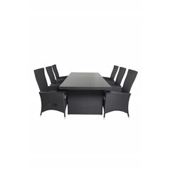 Padova Table 200*100 - Black/Glass, Padova Chair (Recliner) - Black/Grey_6