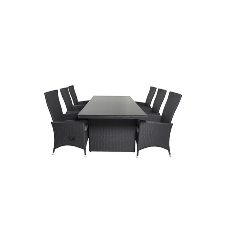 Padova Table 200*100 - Black/Glass, Padova Chair (Recliner) - Black/Grey_6