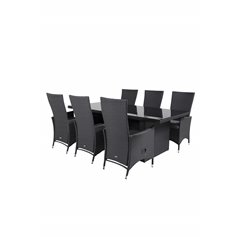 Padova Table 200*100 - Black/Glass, Padova Chair (Recliner) - Black/Grey_6