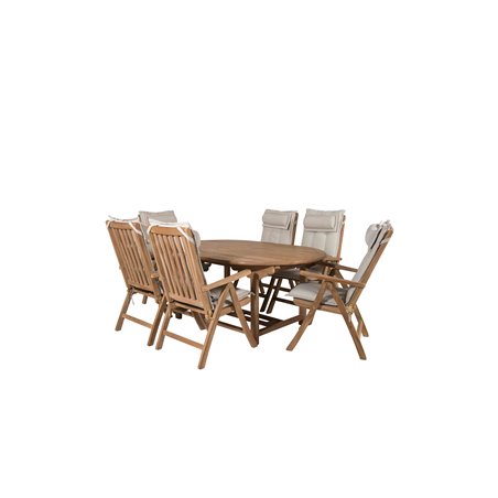 Kenya Oval Dining Table 180/240*120*H75-Teak, Kenia 5-asenne Taittuva tuoli Teak_6