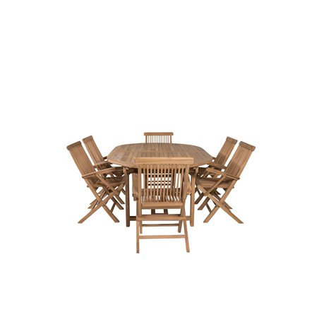 Kenya Oval Dining Table 180/240*120*H75 -Teak, Kenya Folding Chair - With Armrest - Teak_6