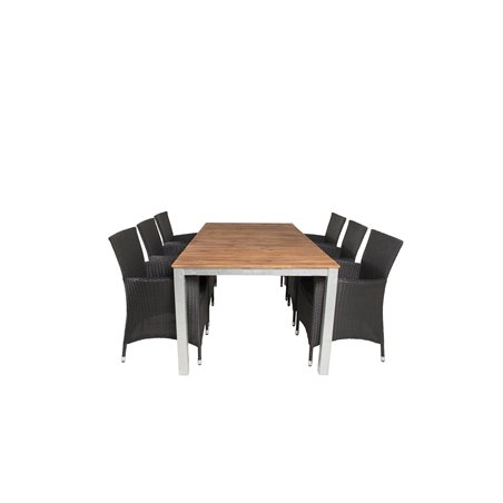 Zenia Dining Table 200*100 - Acacia / Zink, Knick Armchair - Black_6