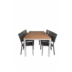 Zenia Dining Table 200*100 - Acacia/Zink, Levels Chair (pinottavissa) - Black Alu / Black Aintwood