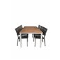 Zenia Dining Table 200*100 - Acacia/Zink, Levels Chair (pinottavissa) - Black Alu / Black Aintwood