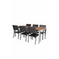 Zenia Spisebord 200 * 100 - Acacia / Zink, Levels Chair (stabelbar) - Sort Alu / Sort Aintwood_6