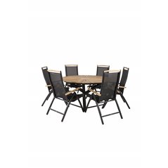 Mexico Table ø 140 - Black/Teak, Panama 5:pos Chair - Black/Black_6