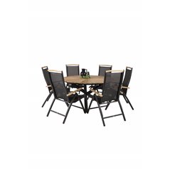 Mexico Table ø 140 - Black/Teak, Panama 5:pos Chair - Black/Black_6