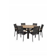 Mexico Table ø 140 - Black/Teak, Texas Chair - Black/Teak_6