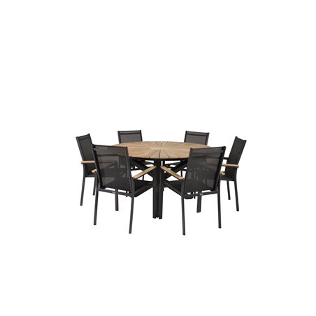 Mexico Table ø 140 - Black/Teak, Texas Chair - Black/Teak_6