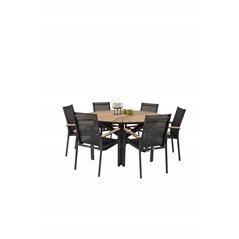 Mexico Table ø 140 - Black/Teak, Texas Chair - Black/Teak_6