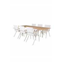 Panama Table 160/240 - White/Teak, Mexico Chair - White/Teak_6