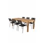 Little John Dining Table – 200*90*H76 – Acacia, Lindos Armchair – Black Alu/Black Rope