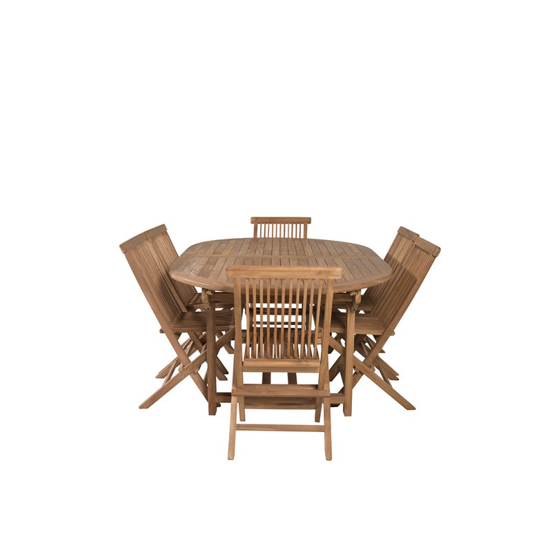 Kenya Oval -ruokapöytä 180/240*120*H75-Teak Kenya Folding Chair W/o Armrest (käytetty)